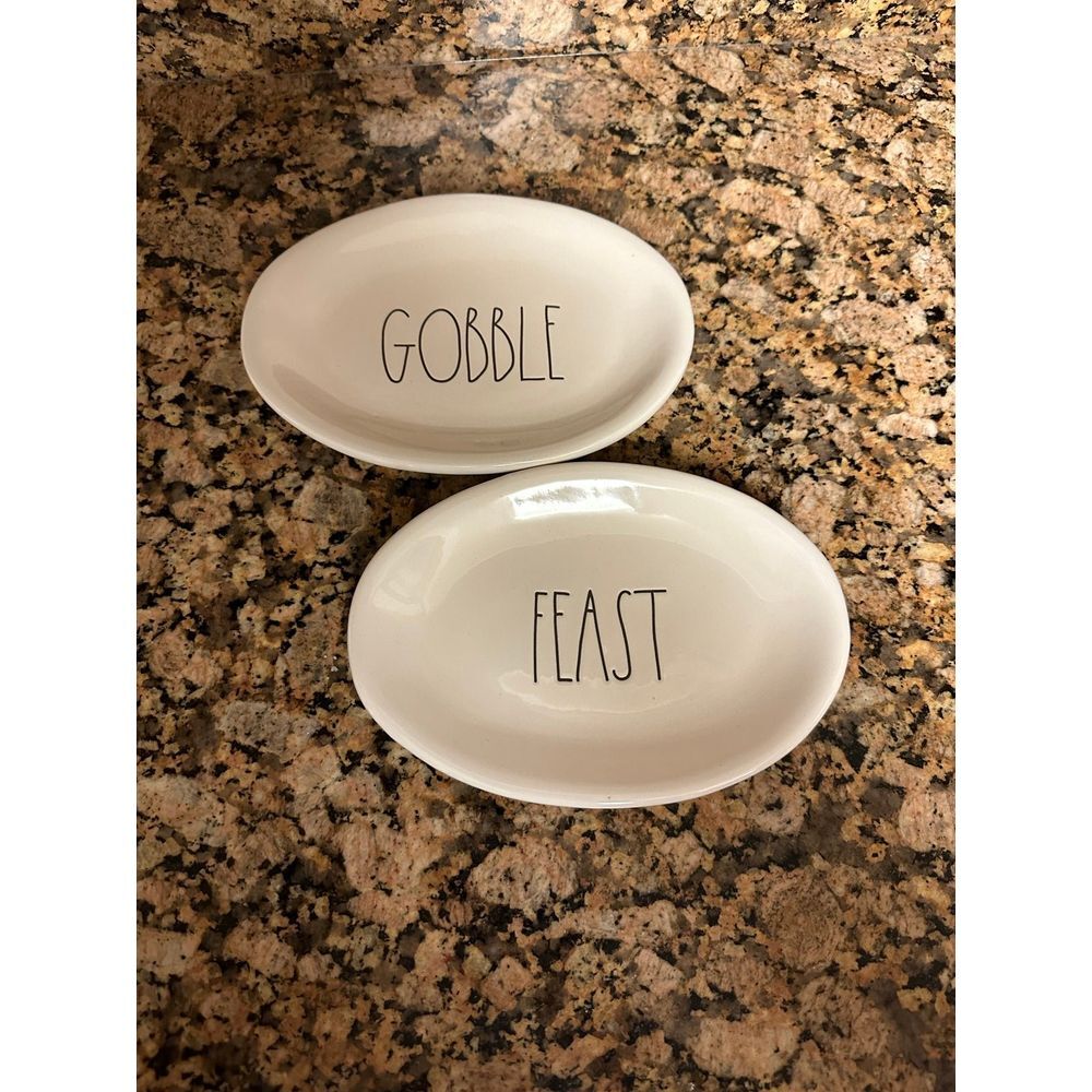 Rae Dunn FEAST and GOBBLE serving oval plates